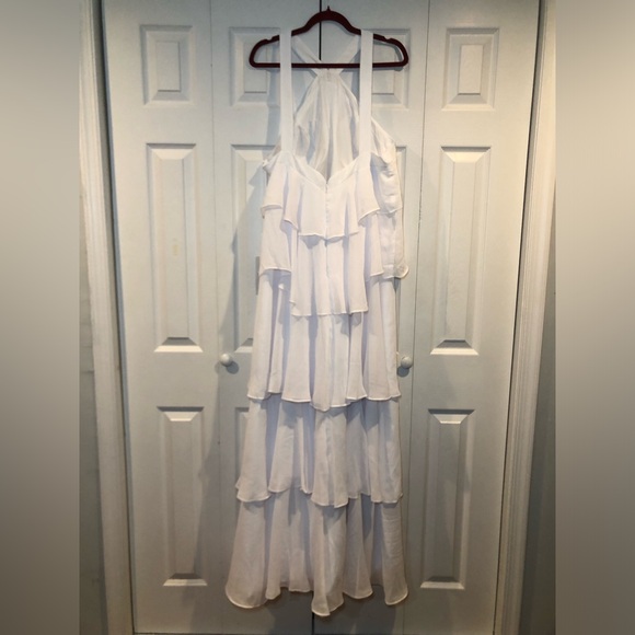 Choffon Halter Dress with Tiered Long A-line Formal Dress - Picture 8 of 12